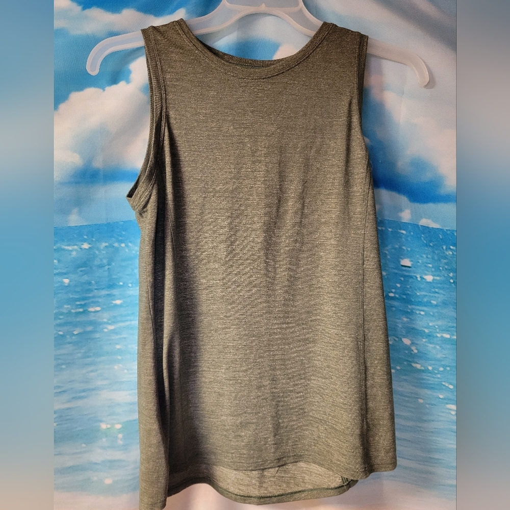 Athleta Open Back Heather Green Athletic Tank Top Size Small